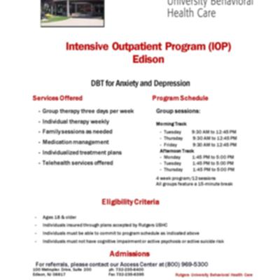 Rutgers UBHC Intensive Outpatient Program (IOP)