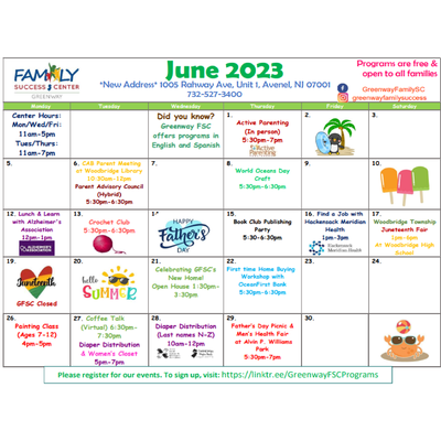 Greenway FSC June Calendar